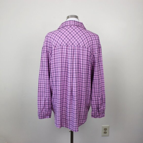 Abound Plaid Button Down Shirt Purple Black Blue Small NWT - Picture 5 of 9
